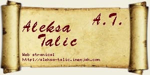 Aleksa Talić vizit kartica